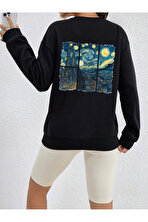 Unisex Vangogh Baskılı Tasarım Oversize Sweatshirt - FLO 3 Al 1 Öde