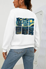 Unisex Vangogh Baskılı Tasarım Oversize Sweatshirt - 3 Al 1 Öde