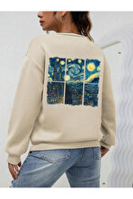 Unisex Vangogh Baskılı Tasarım Oversize Sweatshirt - FLO 3 Al 1 Öde