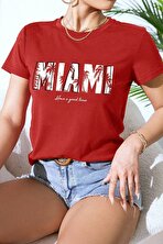Unisex Miami Baskılı Oversize Tshirt - 3 Al 1 Öde