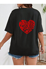 Unisex Yazılı Kalp Baskılı Tasarım Tshirt - 3 Al 1 Öde