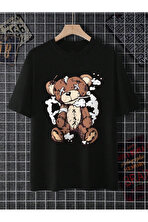 Unisex Ayı Gözü  X Baskılı Oversize Tshirt - 3 Al 1 Öde