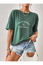Unisex Time For Happiness Tasarım Basklı Tshirt - 3 Al 1 Öde