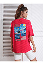 Unisex Van Gogh Baskılı Oversize Tshirt - FLO 3 Al 1 Öde