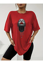 Unisex Pırlantalı Kadın Portresi Tasarım Basklı Tshirt - FLO 3 Al 1 Öde