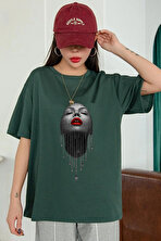 Unisex Pırlantalı Kadın Portresi Tasarım Basklı Tshirt - 3 Al 1 Öde