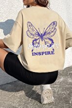 Unisex Butterfly & Letter Graphic Tasarım T-shirt - FLO 3 Al 1 Öde