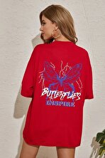 Unisex Butterfly & Letter Graphic Tasarım Tshirt - FLO 3 Al 1 Öde