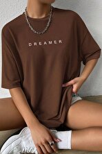 Unisex Dreamer Baskılı Oversize Tshirt - 3 Al 1 Öde