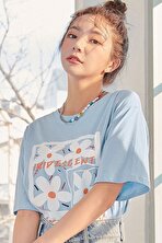 Unisex Serendipity Baskılı Oversize Tshirt - 3 Al 1 Öde