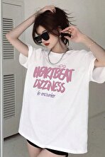 Unisex Heart Beat Baskılı Oversize Tshirt - 3 Al 1 Öde