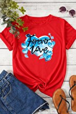 Unisex Forever Love Baskılı Oversize Tshirt - 3 Al 1 Öde