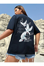 Love And Peace Baskılı Unisex Oversize Tshirt - FLO 3 Al 1 Öde