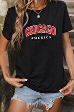 Kopya - Unisex Chiago Baskılı Kısa Kol T-shirt - FLO 3 Al 1 Öde
