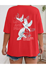 Love And Peace Baskılı Unisex Oversize Tshirt - FLO 3 Al 1 Öde