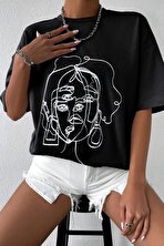 Unisex Woman One Line Baskılı Tshirt - FLO 3 Al 1 Öde
