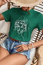 Unisex Woman One Line Baskılı T-shirt - FLO 3 Al 1 Öde