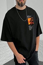 Erkek Beach Baskılı Oversize Tshirt - FLO 3 Al 1 Öde