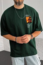 Erkek Beach Baskılı Oversize Tshirt - 3 Al 1 Öde