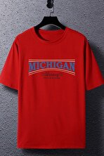Unisex State Of Michigan Baskılı T-shirt - FLO 3 Al 1 Öde