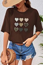Unisex Kalp Baskılı T-shirt - 3 Al 1 Öde