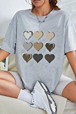 Unisex Kalp Baskılı T-shirt - 3 Al 1 Öde