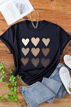 Unisex Kalp Baskılı T-shirt - 3 Al 1 Öde