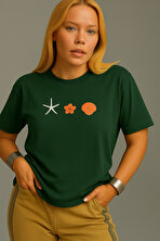 Unisex İstiridye Kabuk Tasarım Basklı Tshirt - 3 Al 1 Öde
