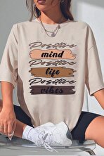 Unisex Mind Life Vibes Baskılı Oversize Tshirt - FLO 3 Al 1 Öde
