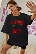 Unisex Happy Cherry Tasarım Basklı Tshirt - 3 Al 1 Öde