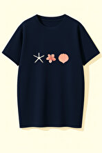 Unisex İstiridye Kabuk Tasarım Basklı Tshirt - FLO 3 Al 1 Öde