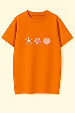 Unisex İstiridye Kabuk Tasarım Basklı Tshirt - 3 Al 1 Öde