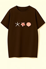 Unisex İstiridye Kabuk Tasarım Basklı Tshirt - FLO 3 Al 1 Öde