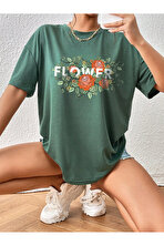 Unisex Flowers Çiçek Tasarım Basklı Tshirt - FLO 3 Al 1 Öde