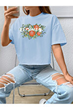 Unisex Flowers Çiçek Tasarım Basklı Tshirt - 3 Al 1 Öde