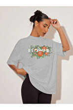 Unisex Flowers Çiçek Tasarım Basklı Tshirt - FLO 3 Al 1 Öde