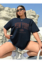 Pamuklu New York Baskılı Oversize T-shirt - 3 Al 1 Öde