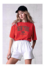 Pamuklu New York Baskılı Oversize T-shirt - FLO 3 Al 1 Öde