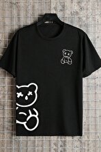 Unisex Draw Bear Baskılı Tasarım Tshirt - FLO 3 Al 1 Öde