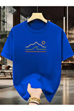 Unisex Güneşli Dağ Tasarım Basklı Tshirt - 3 Al 1 Öde