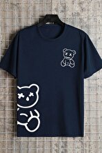 Unisex Draw Bear Baskılı Tasarım Tshirt - FLO 3 Al 1 Öde