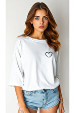 Hearts Baskılı Tasarım Tshirt - 3 Al 1 Öde