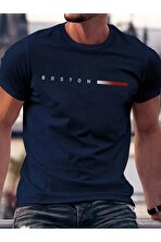 Unisex Boston Tasarım Basklı Tshirt - 3 Al 1 Öde