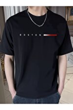 Unisex Boston Tasarım Basklı Tshirt - 3 Al 1 Öde