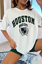 Unisex Houston Space City Baskılı Tasarım Tshirt - FLO 3 Al 1 Öde
