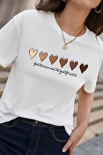 Unisex Hearts Baskılı Tasarım Tshirt - FLO 3 Al 1 Öde