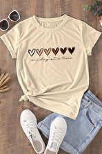 Unisex Hearts Baskılı Tasarım Tshirt - FLO 3 Al 1 Öde