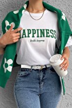 Unisex Happiness Baskılı Tasarım Tshirt - FLO 3 Al 1 Öde