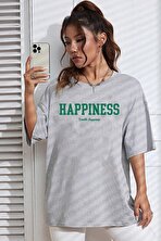 Unisex Happiness Baskılı Tasarım Tshirt - 3 Al 1 Öde