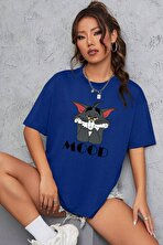 UNİSEX SAKS MAVİ MOOD BASKILI OVERSİZE T-SHİRT - FLO 3 Al 1 Öde